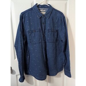 Fat Face Denim Long Sleeve Button Up Shirt Men's L Blue Indigo